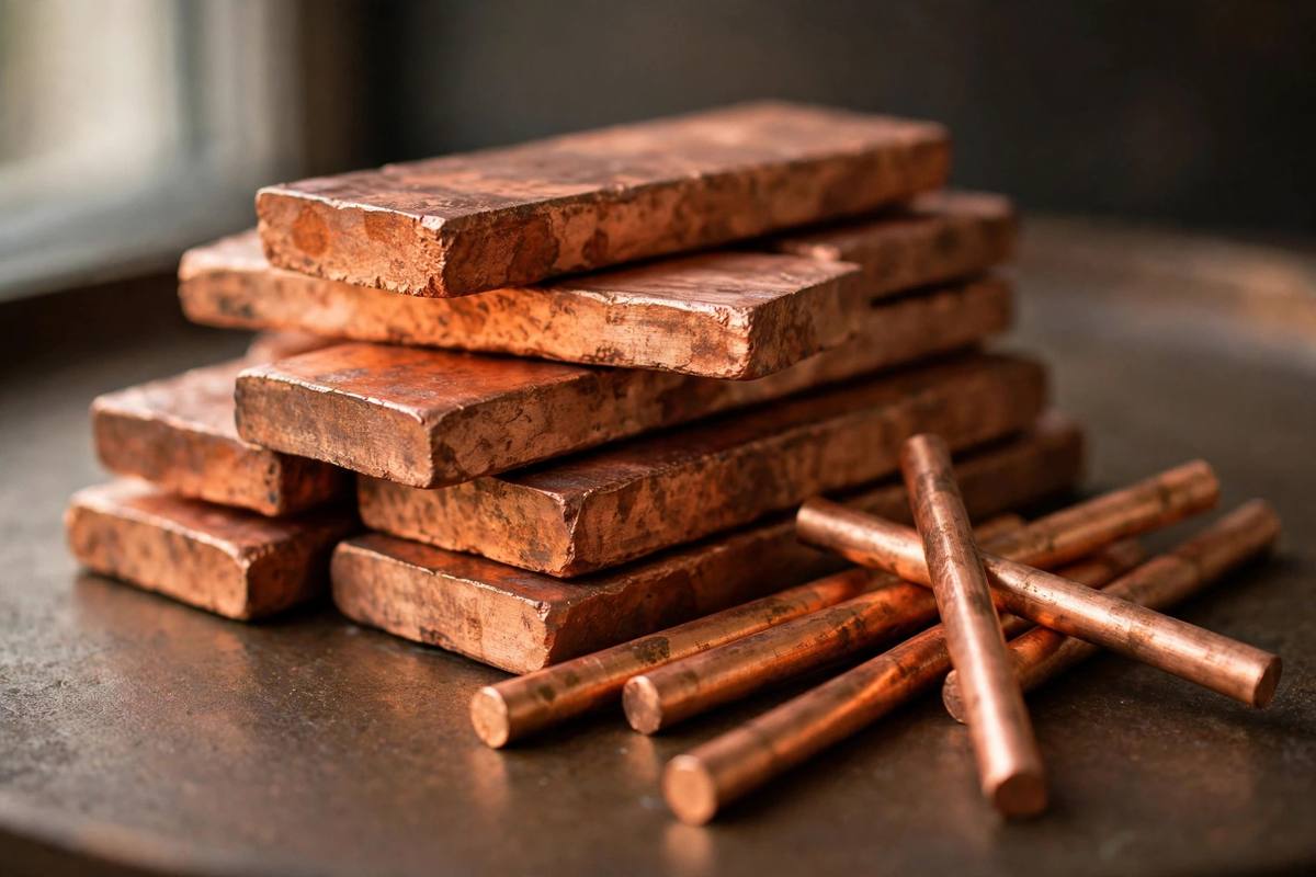 Raw copper bars and rods, the trade's own material